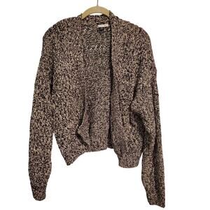 American Eagle Dark Gray White Knit Open Front Cardigan Sweater Size Medium
